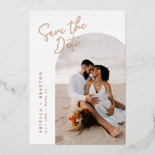 Moderne und einfache Folien-Save the Date-Karte Folieneinladung