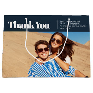 Moderne und einfache Foto Hochzeit Vielen Dank Große Geschenktüte