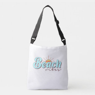 Moderne und einfache Strandvibes White Tragetaschen Mit Langen Trägern
