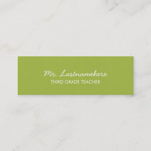 Moderne und einfache Teacher Business Card Mini Visitenkarte (Vorderseite)