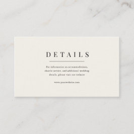 Moderne und elegante beige Hochzeitsdetails Begleitkarte