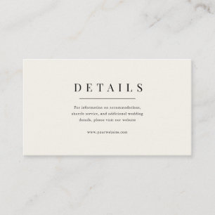 Moderne und elegante beige Hochzeitsdetails Begleitkarte