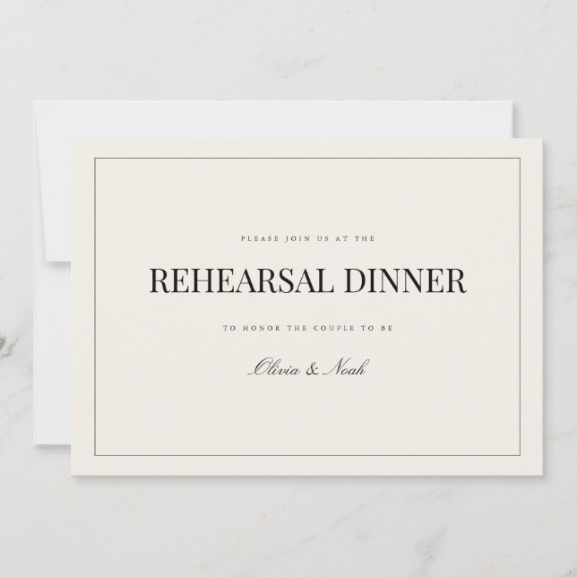 Moderne und elegante Beige Probe Dinner Card Dankeskarte (Vorderseite)