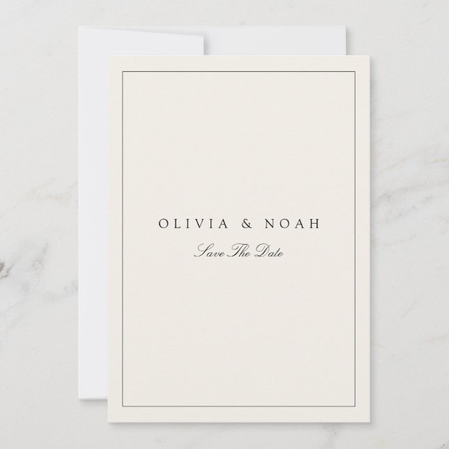 Moderne und elegante Beige Save the Date Hochzeits Ankündigung (Vorderseite)
