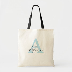 Moderne und elegante blaue personalisierte Monogra Tragetasche