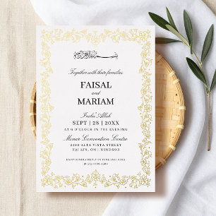 Moderne und elegante Blumenrand islamische Hochzei Folieneinladung
