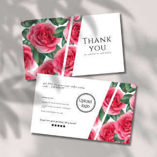 Moderne und elegante florale Rose Danke Business Visitenkarte