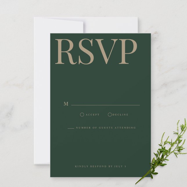 Moderne und elegante Green Wedding RSVP Card (Von Creator hochgeladen)