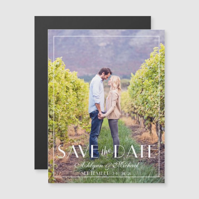 Moderne und elegante Hochzeit Magneteinladung (Vorne/Hinten)