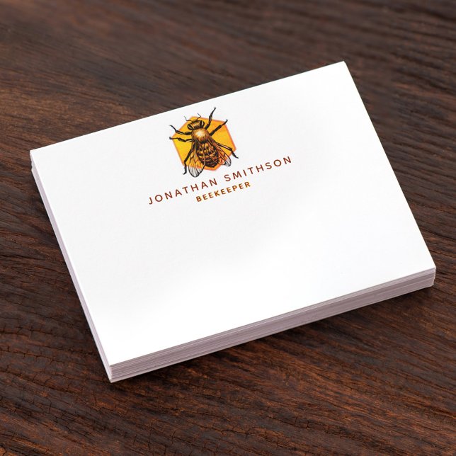 Moderne und elegante Honey Bee Personalisierte Bie Mitteilungskarte (Von Creator hochgeladen)