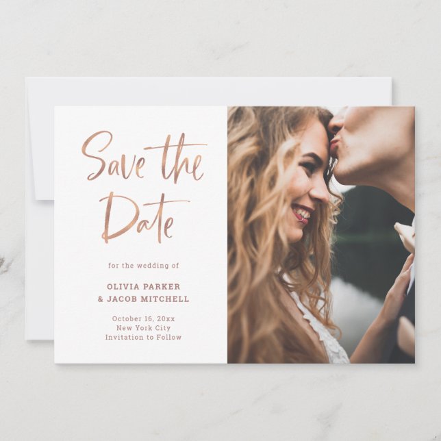 Moderne und elegante Imitate Rose Gold | FOTO Save The Date (Vorderseite)