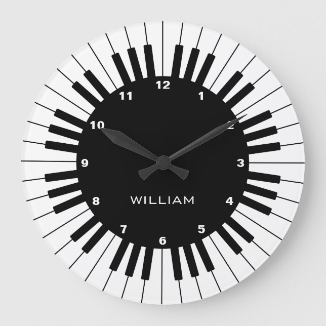 Moderne und elegante Klaviertasten mit individuell Große Wanduhr (Vorderseite)