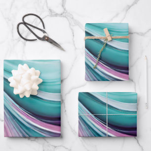 Moderne und elegante, Lila und Aquamarin- Geschenkpapier Set