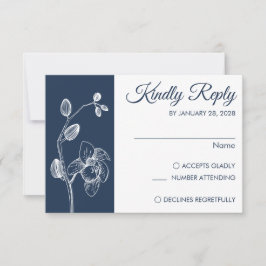 Moderne und elegante Orchideen minimalistisch RSVP Karte