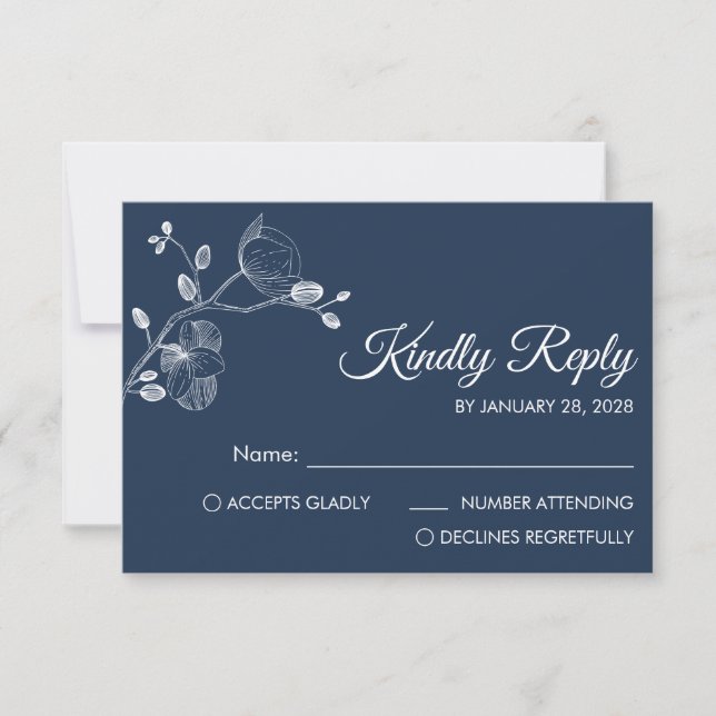 Moderne und elegante Orchideen minimalistisch RSVP Karte (Vorderseite)