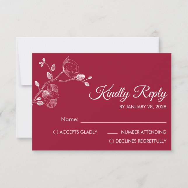 Moderne und elegante Orchideen minimalistisch RSVP Karte (Vorderseite)