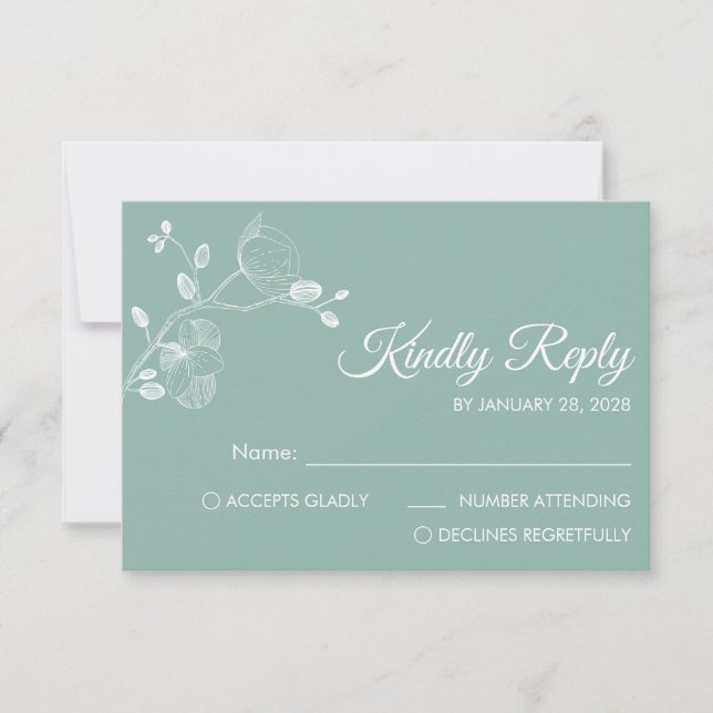 Moderne und elegante Orchideen minimalistisch RSVP Karte (Vorderseite)