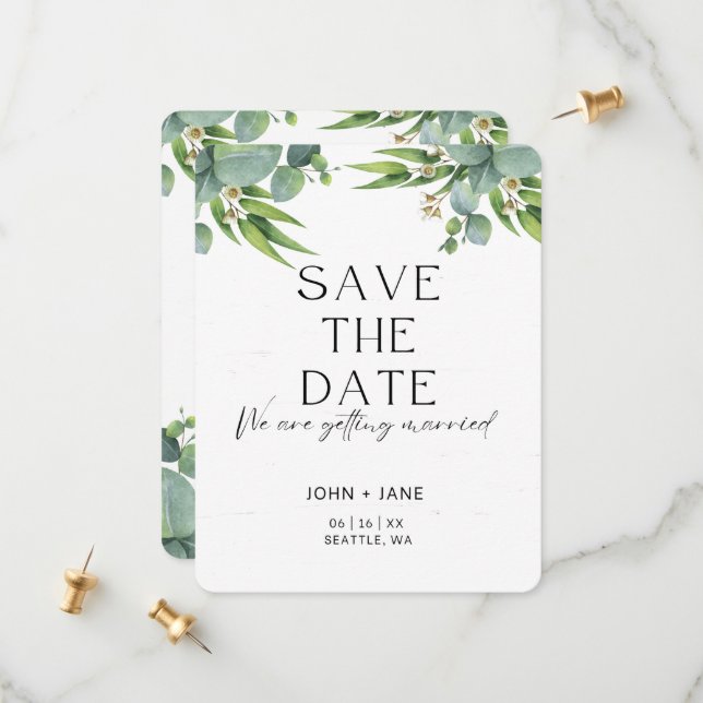 Moderne und elegante Save the Date-Karte Date (Vorderseite/Rückseite Beispiel)