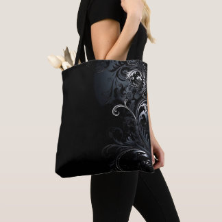 Moderne und elegante Schwarz-weiße Blume Tasche