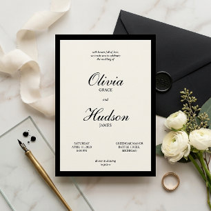 Moderne und elegante schwarze Umrandung Schrift Ho Einladung