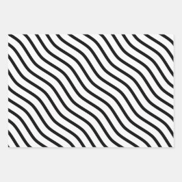 Moderne und elegante Schwarzweiß-Streifen-Geschenk Geschenkpapier Set