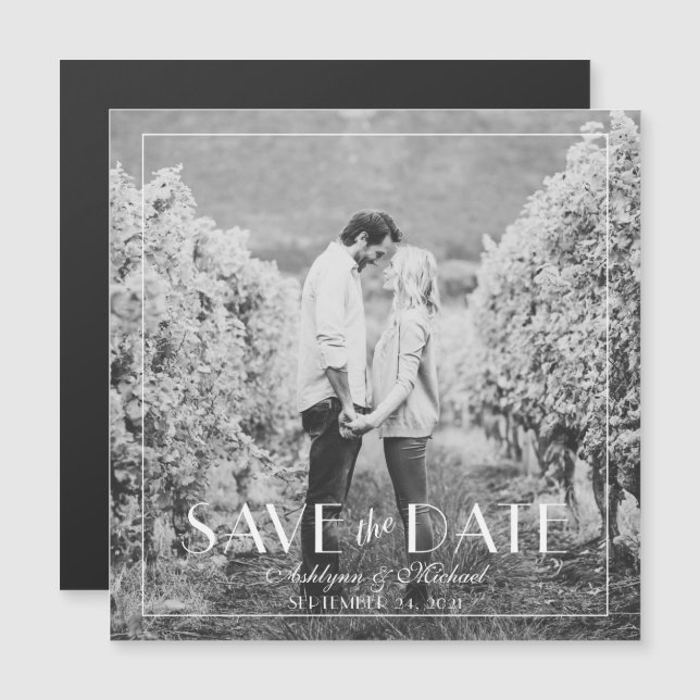 Moderne und elegante Square Wedding Magneteinladung (Vorne/Hinten)