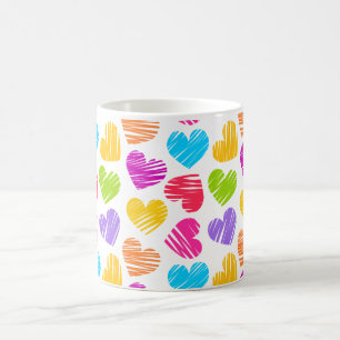 Moderne und girlihafte lebendige Herzen mit Krabbe Kaffeetasse