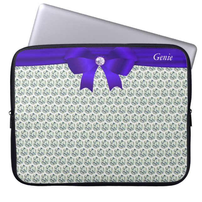 Moderne und Glitzer Diamanten auf silberm Notebook Laptopschutzhülle (Vorderseite)