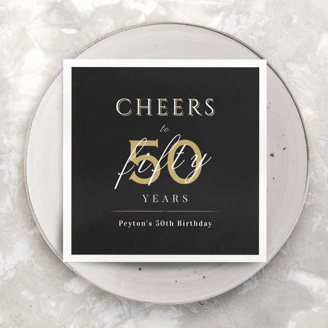 Moderne und klassische Feier zu 50 Jahren Geburtst Serviette (Modern classy cheers to 50 years birthday party napkins)