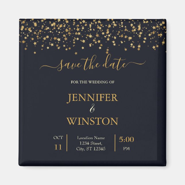 Moderne und klassische Goldstars Hochzeit Rettete  Magnet (Vorne)