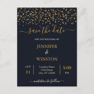 Moderne und klassische Goldstars Hochzeit Rettete  Postkarte