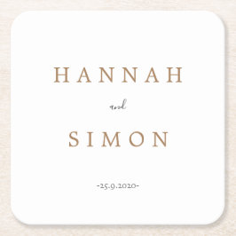 Moderne und klassische Minimalistische Hochzeit Rechteckiger Pappuntersetzer