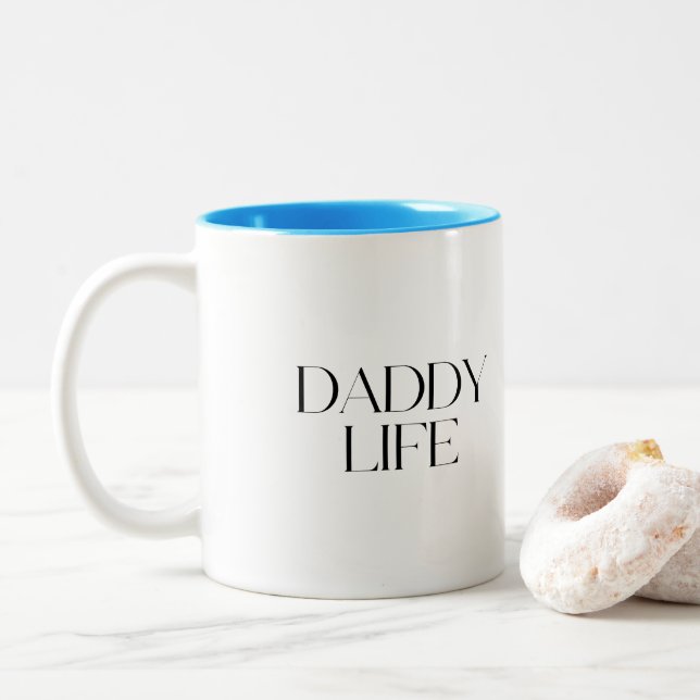Moderne und klassische Typografie Daddy Life Zweifarbige Tasse (Mit Donut)