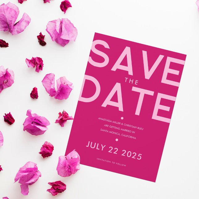 Moderne und kühne Magenta Save the Date Einladung (Von Creator hochgeladen)