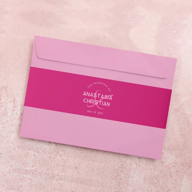 Moderne und kühne Magenta Wedding Einladungsbanderole (Von Creator hochgeladen)