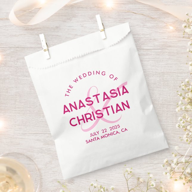 Moderne und kühne Magenta Wedding Geschenktütchen (Ausgeschnitten)