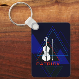 Moderne und maskuline Navy Blue Music Violin Desig Schlüsselanhänger
