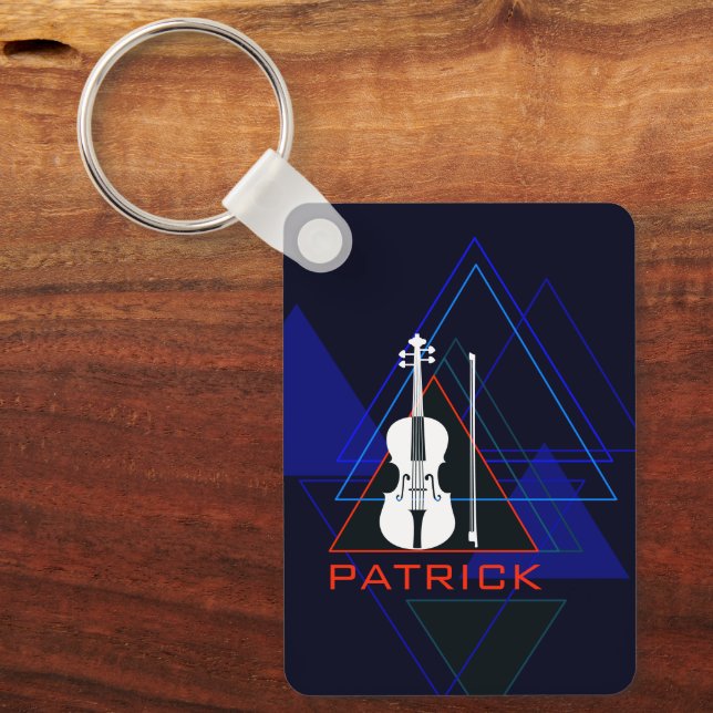Moderne und maskuline Navy Blue Music Violin Desig Schlüsselanhänger (Vorderseite)