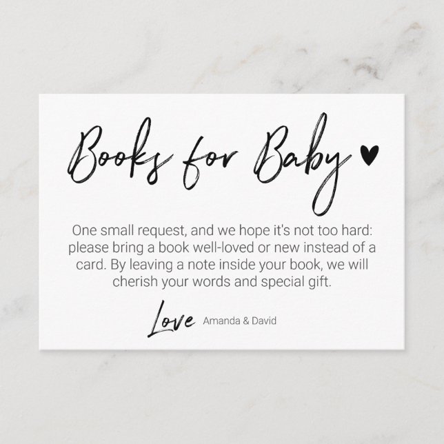 Moderne und minimale Bücher für Baby Black Brush S Begleitkarte (Vorderseite)