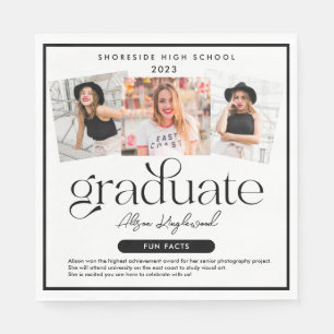 Moderne und minimale Foto Abschluss Fun Fakten Serviette