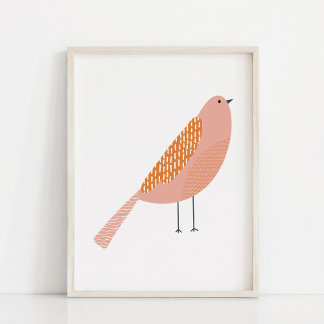 Moderne und minimale handGezeichnet Vogelkunst Poster