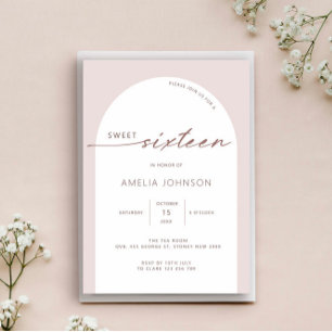 Moderne und minimalistische Arch Sweet Sixteen Einladung