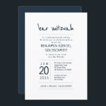 Moderne und Minimalistische Bar Mitzvah Einladung<br><div class="desc">Besteht aus spielerischer Schrift und Serifentypografie; Alles vor einem Hintergrund von weißem Hintergrund. 
Entworfen von Select Party Supplies,  exklusiv für Zazzle.
Abrufbar unter:http://www.zazzle.com/selectpartysupplies</div>