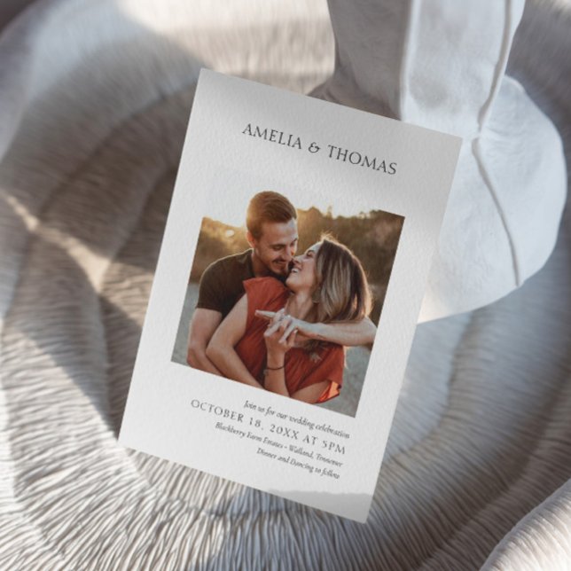 Moderne und Minimalistische Foto Hochzeit Einladung (save the date, thank you invitation, wedding card, wedding photo, photo collage, personalized photo)