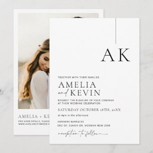 Moderne und minimalistische Foto-Hochzeitseinladun Einladung