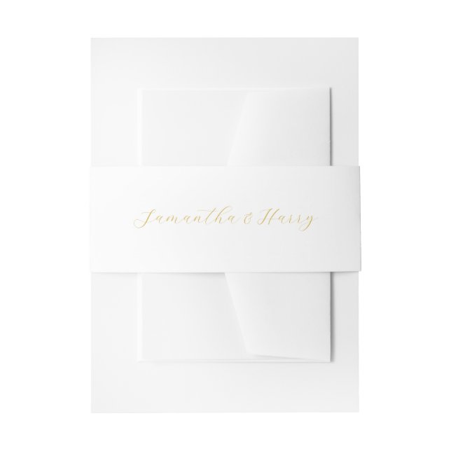 Moderne und Minimalistische Goldskripthochzeit Einladungsbanderole (Vorderseite Beispiel)