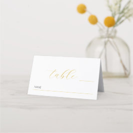 Moderne und Minimalistische Goldskripthochzeit Platzkarte