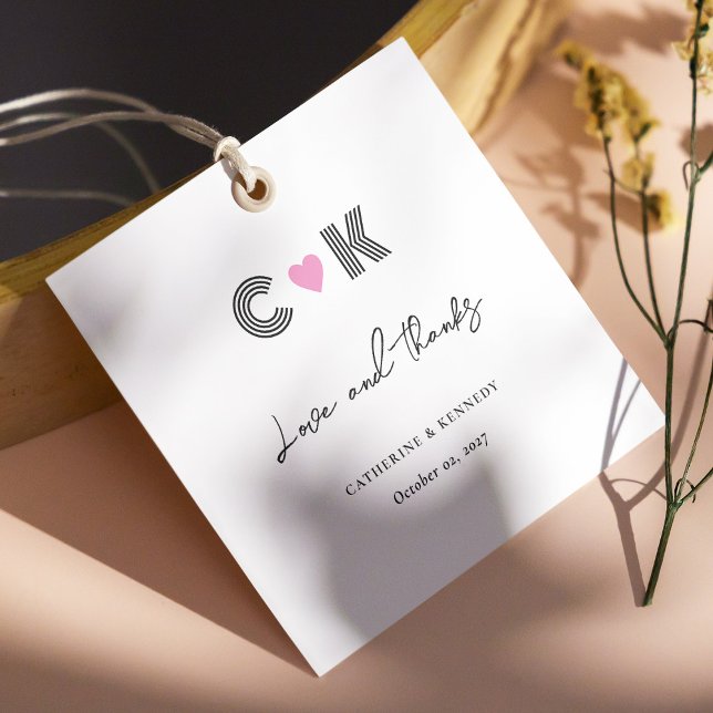 Moderne und Minimalistische Hochzeit "Liebe und Da Geschenkanhänger (Modern & Minimalist 'Love and Thanks' Wedding Favor Tags)