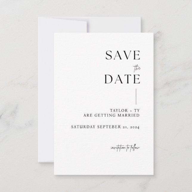 Moderne und minimalistische Save the Date-Karte Date (Vorderseite)