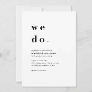 Moderne und minimalistische Typografie-Hochzeit Einladung